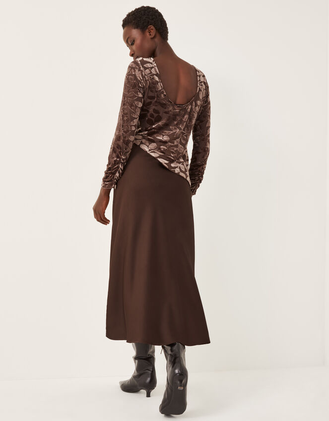 Delia Devoré Midi Slip Dress, Brown (CHOCOLATE), large