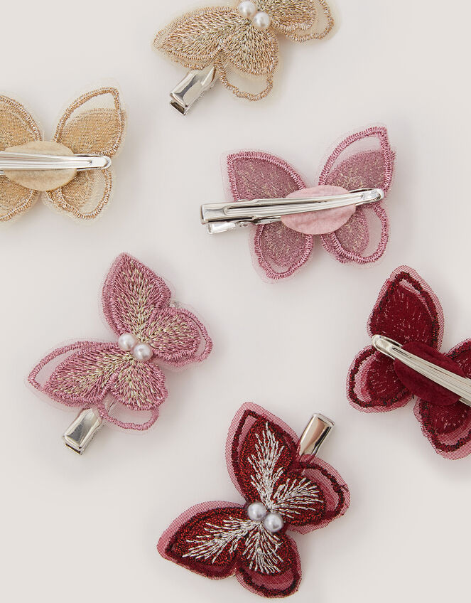 6-Pack Embroidered Butterfly Hair Clips, , large