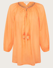 Amy Tie Neck Top, Orange (ORANGE), large