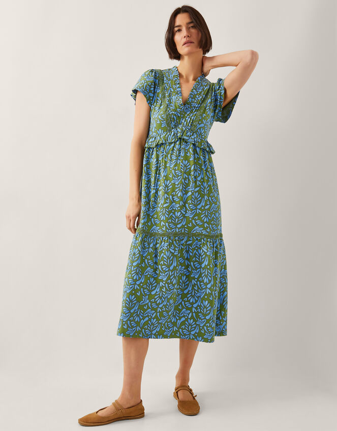 Bryony Print Jersey Midi Dress Green