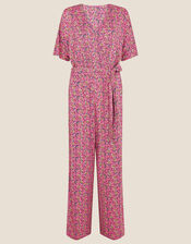 Printed Jersey Wide Leg Jumpsuit, Pink (PINK), large