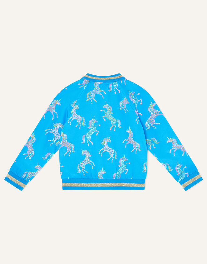 Unicorn Print Bomber Jacket, Blue (BLUE), large