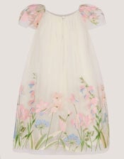 Bryony Floral Embroidered Party Dress, White (WARM IVORY), large