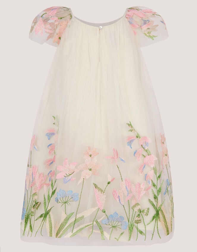 Bryony Floral Embroidered Party Dress, White (WARM IVORY), large