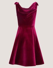 Margot Drape Velvet Party Dress, Red (BURGUNDY), large