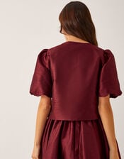 Mya Puff-Sleeve Jacket, Red (BURGUNDY), large