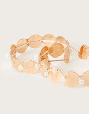Coin Pearl Hoop Earrings, , large