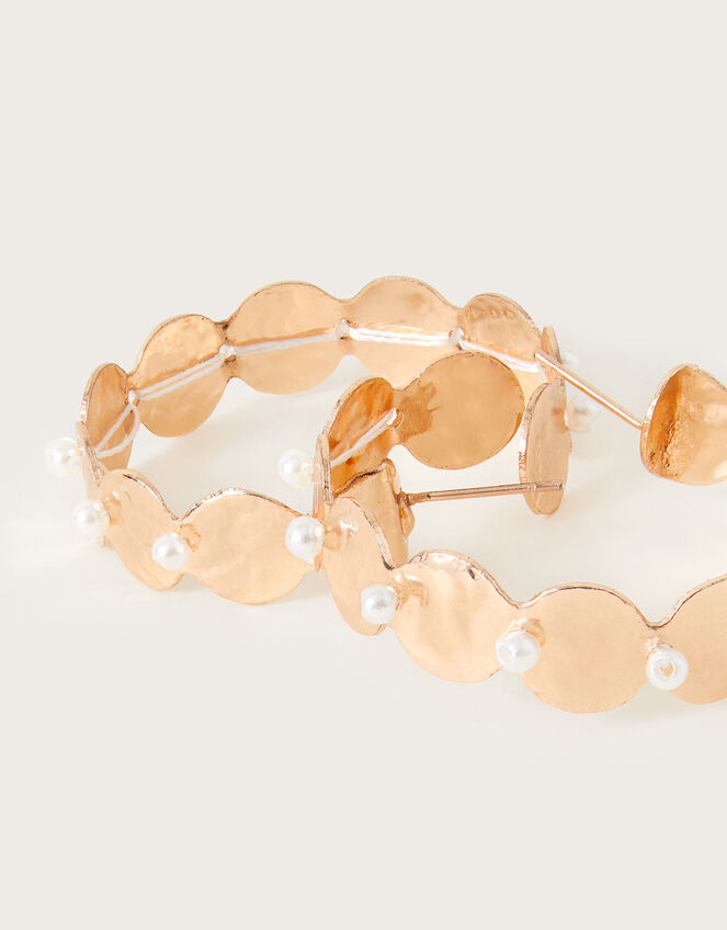 Coin Pearl Hoop Earrings, , large