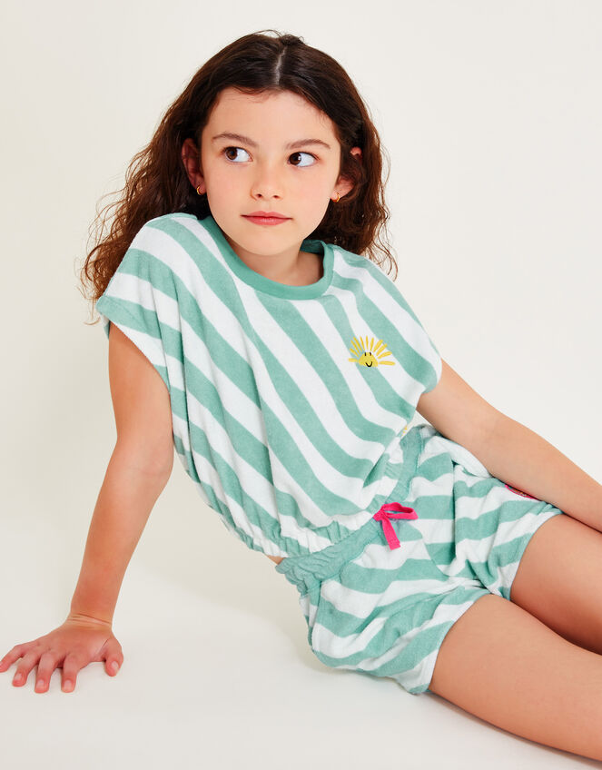 Stripe Terry Shorts, Green (GREEN), large