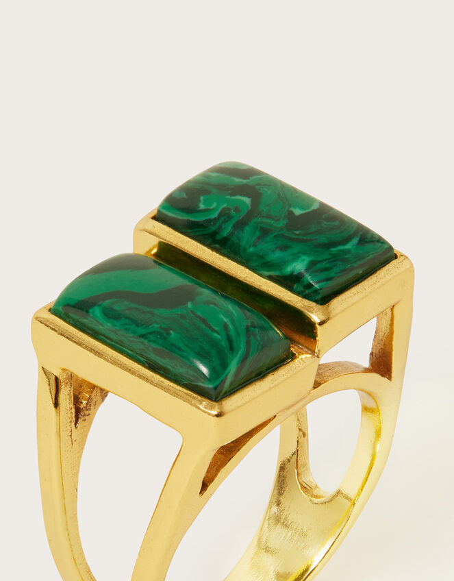 Emerald Stone Chunky Ring, Gold (GOLD), large