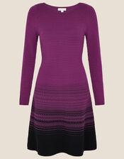 Textured Fit and Flare Dress, Purple (PURPLE), large