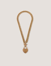 Heart Padlock T-Bar Necklace, , large