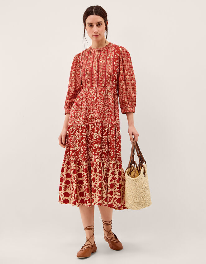 Palmer Floral Jersey Midi Dress Red