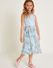 Truth Sequin Floral Tulle Dress, Blue (BLUE), large