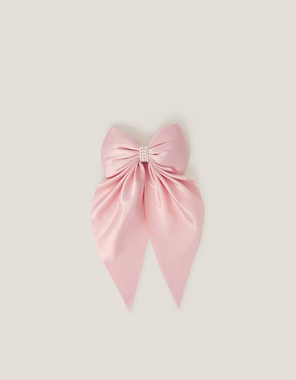Satin Bow Bridesmaid Hair Clip, Pink (PINK), large