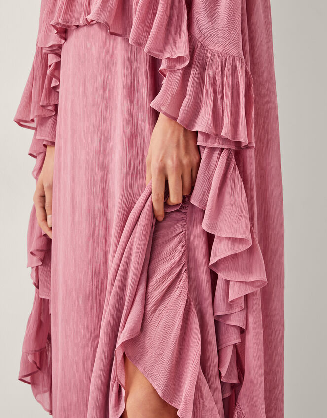 Jodie Cape Ruffle Maxi Slip Dress, Pink (ROSE PINK), large