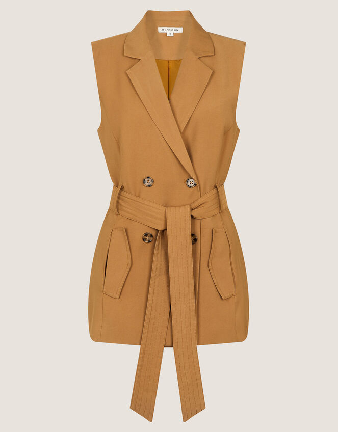 Nina Double Breasted Waistcoat, Brown (TOBACCO), large
