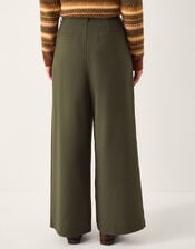 Esther Pleat Wide Leg Trousers, Green (KHAKI), large