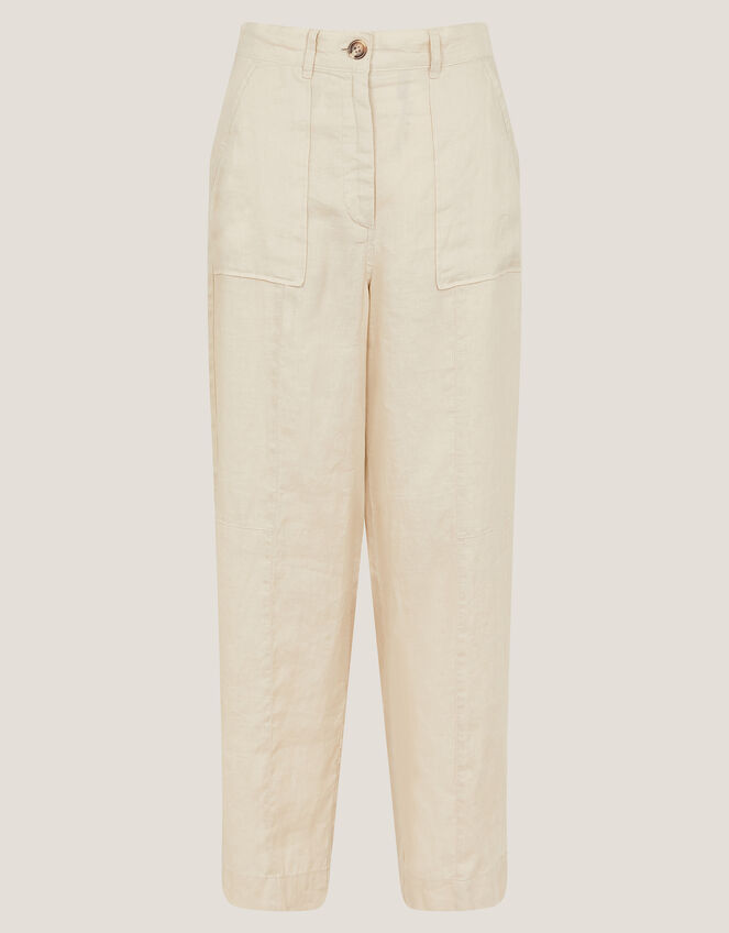 Jolie Short Linen Wide Leg Trousers, Natural (NATURAL), large