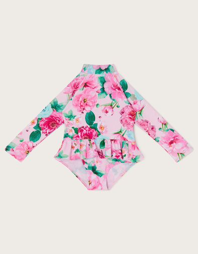 Baby Floral Skirted Swimsuit, Pink (PALE PINK), large