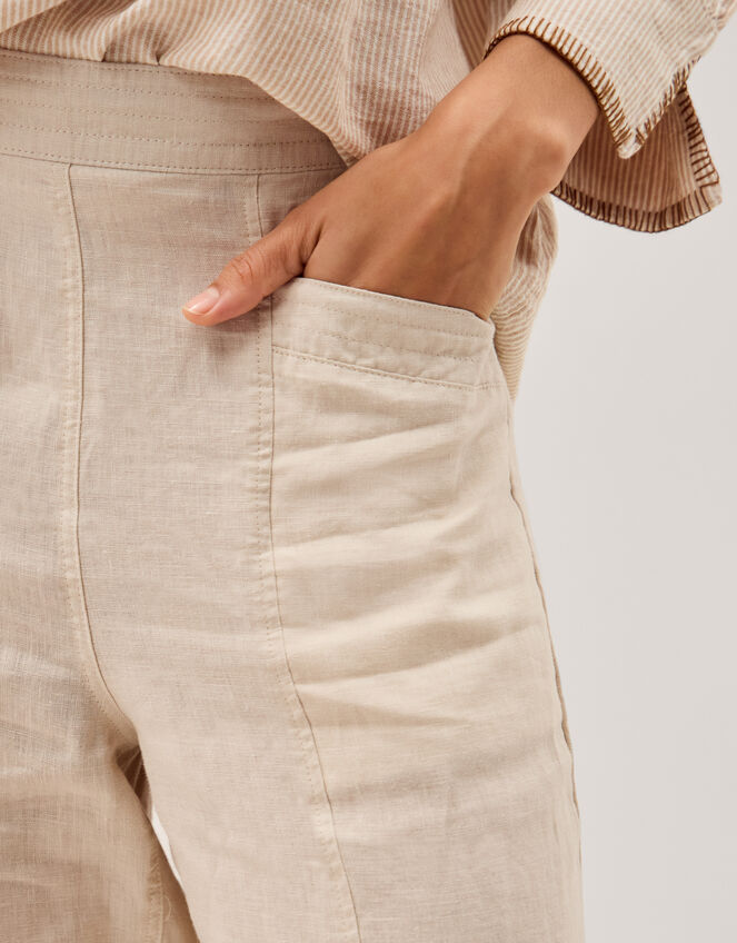 Lucy Short Straight Leg Linen Trousers, Natural (NATURAL), large