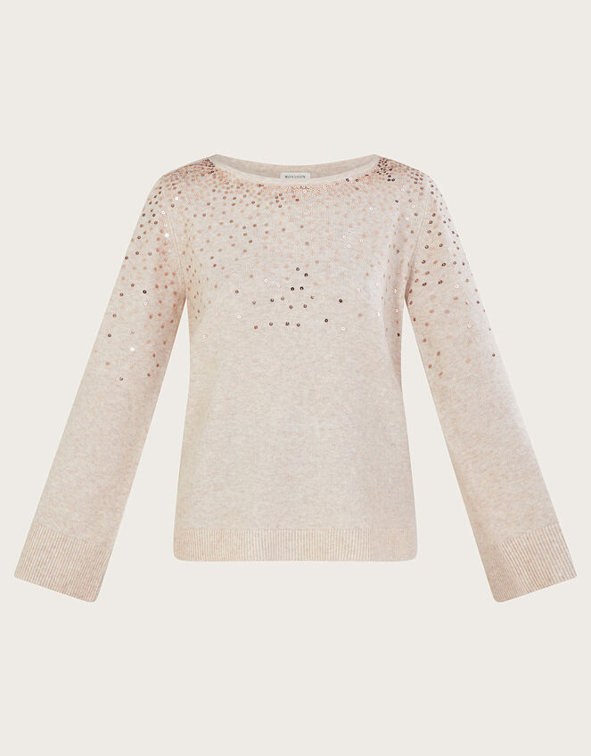 Serena Sequin Jumper, Camel (BEIGE), large