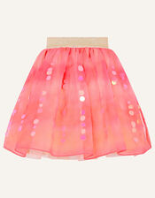 Sequin Tie Dye Skirt , Orange (CORAL), large