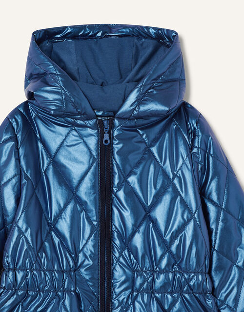 Lightweight Ruffle Hem Coat, Blue (NAVY), large