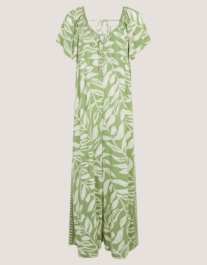 Lillie Leaf Print Jumpsuit, Green (GREEN), large