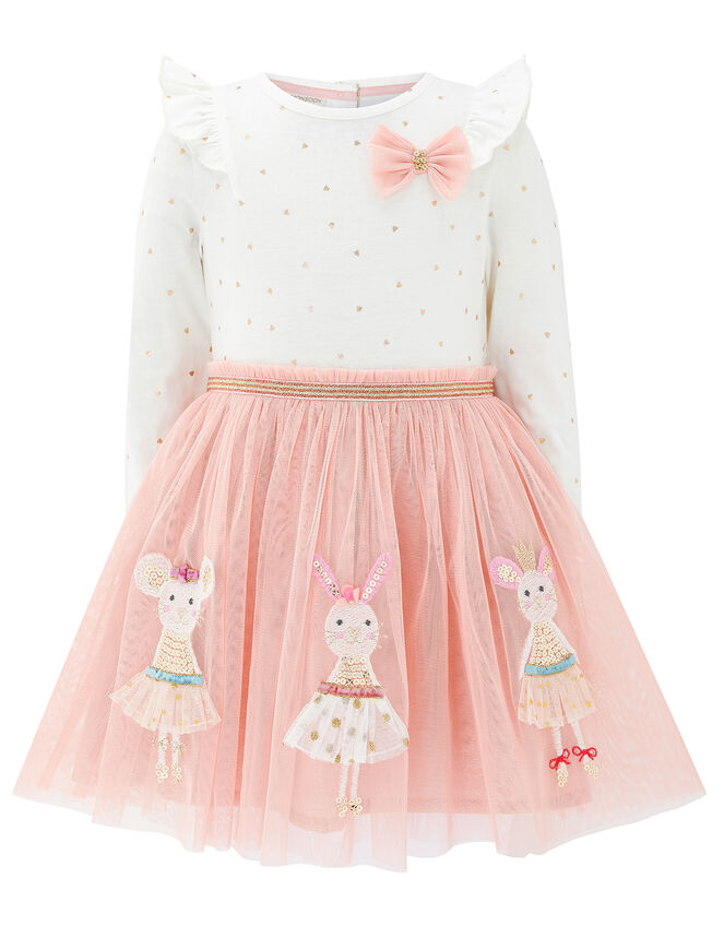 Baby Lorrie Long Sleeved Tutu Dress, Nude (NUDE), large