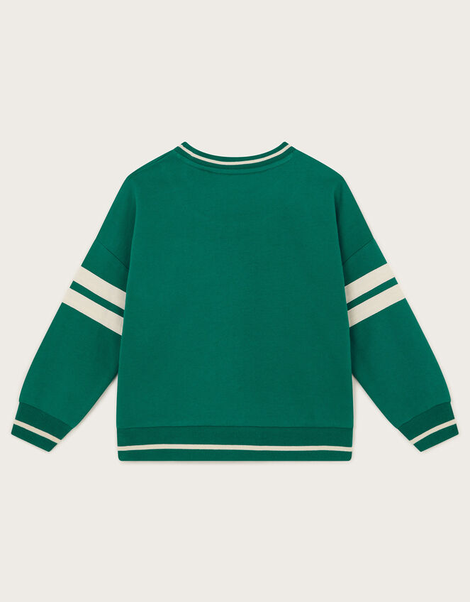 Varsity Stripe Sweatshirt, Green (GREEN), large