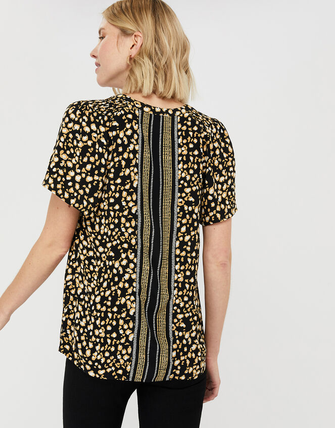 Camillia Printed Blouse in Sustainable Viscose, Black (BLACK), large