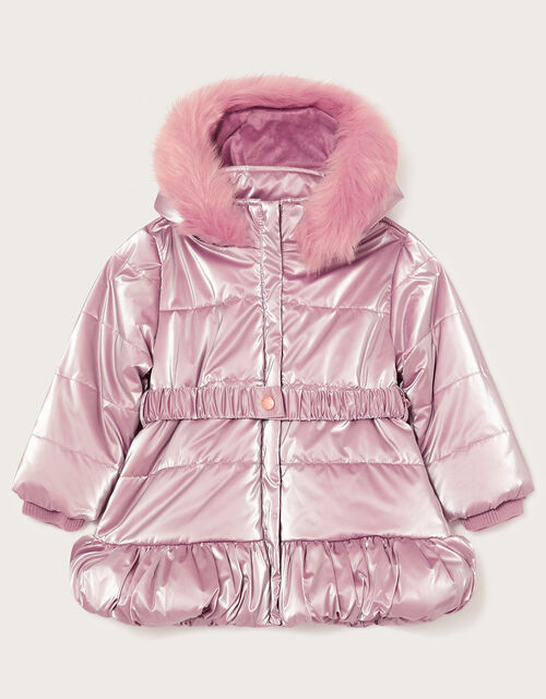 Baby Metallic Skirted Coat, Pink (PINK), large