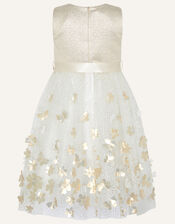 Thalia 3D Jacquard Petal Dress, Ivory (IVORY), large