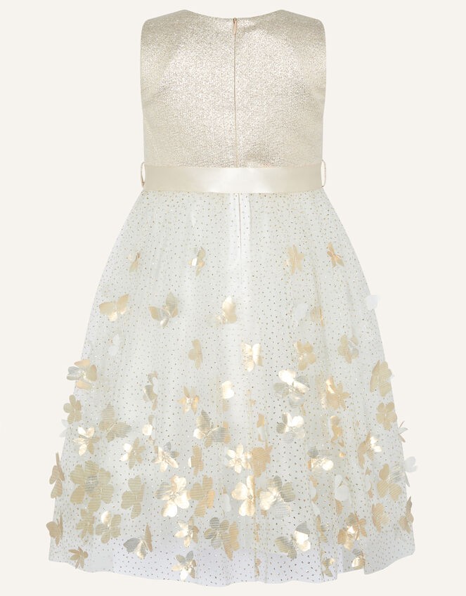 Thalia 3D Jacquard Petal Dress, Ivory (IVORY), large