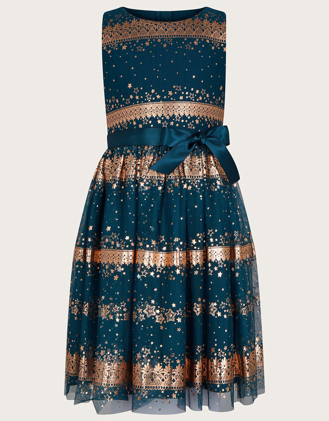 Felicity Foil Print Dress, Teal (TEAL), large