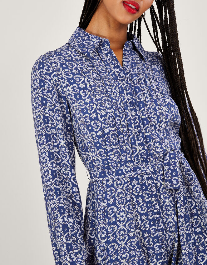 Josephina Print Shirt Dress, Blue (BLUE), large