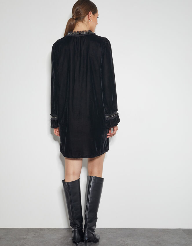 Beatrix Velvet Mini Dress, Black (BLACK), large
