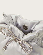Bejewelled Satin Pouch Bag, , large