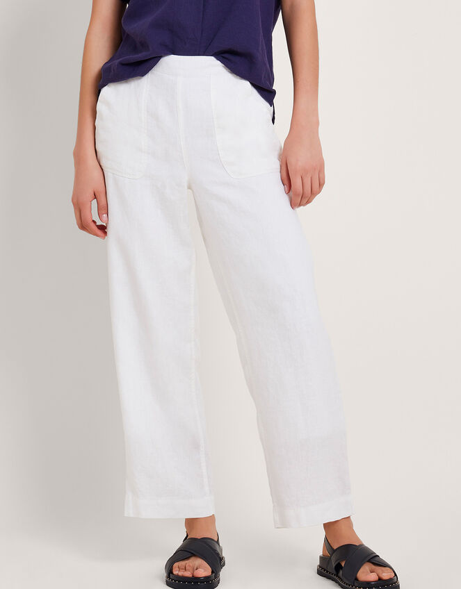 Parker Short-Length Linen Trousers, White (WHITE), large