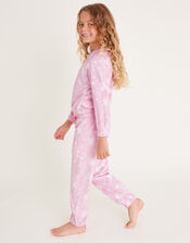 Velour Fairy Print Long Sleeve Pyjamas Set, Pink (PINK), large