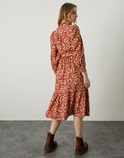 Maria Pintuck Tiered Dress, Red (RED), large