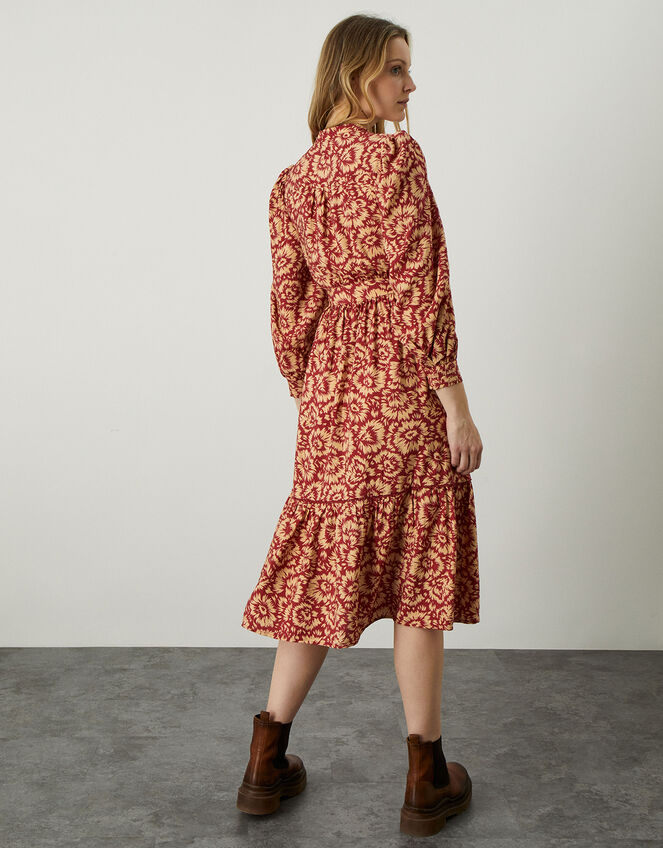 Maria Pintuck Tiered Dress, Red (RED), large