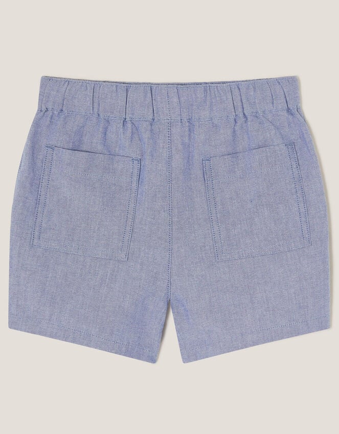 Chambray Drawstring Shorts, Blue (BLUE), large