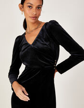 Fiona Velvet Shift Dress, Black (BLACK), large