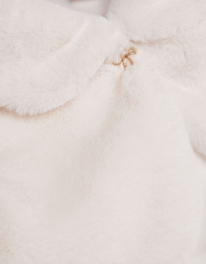 Faux Fur Collared Shrug Ivory
