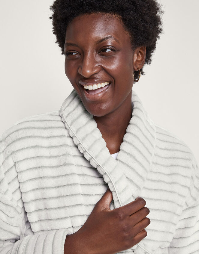 Stripe Textured Dressing Gown, Grey (GREY), large