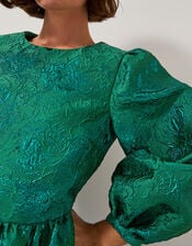 Jolene Floral Jacquard Mini Dress, Green (GREEN), large