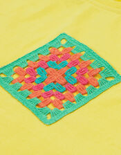 Frugi Crochet Pocket T-Shirt, Yellow (YELLOW), large