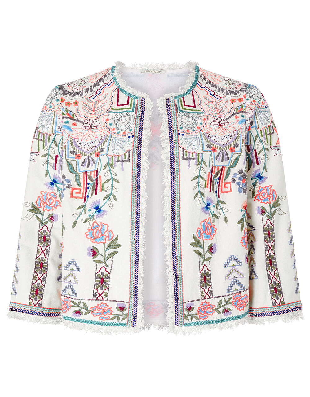 Embroidered Jacket in Organic Cotton Natural | Jackets | Monsoon UK.